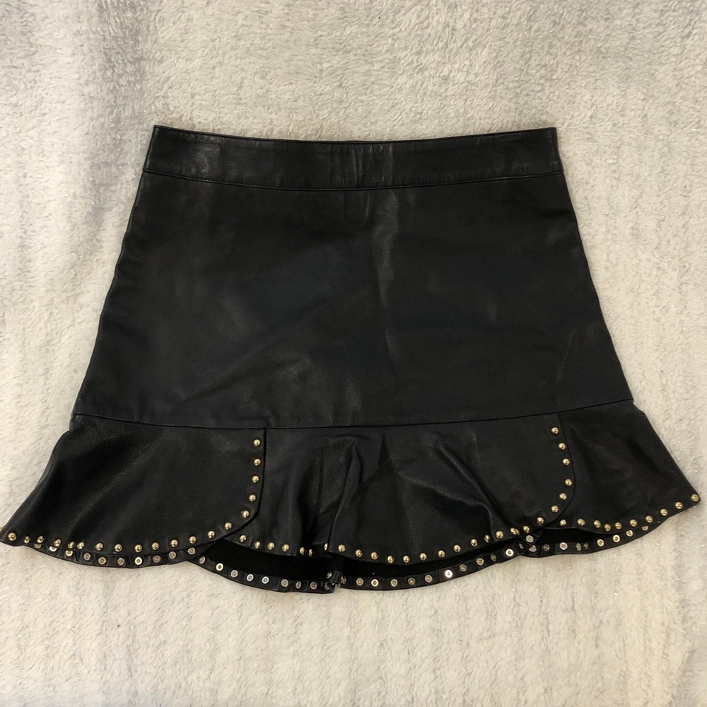 Zara Woman Studio Black Leather Skirt